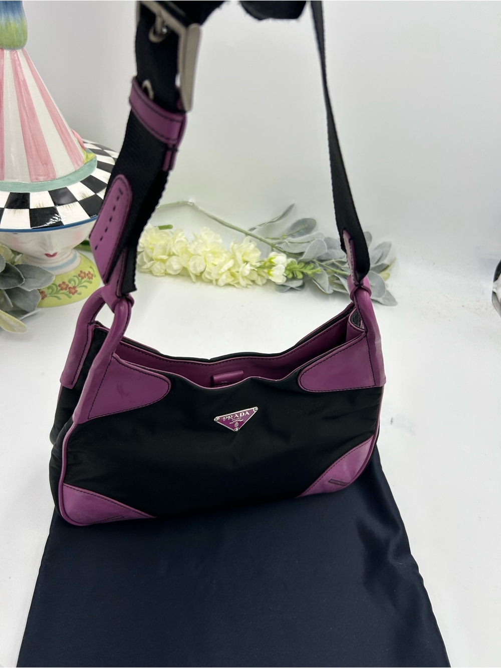 Women's Prada TESSUTO nylon/Leather shoulder Bag made in Italy . PRISTINE - Picture 3 of 12
